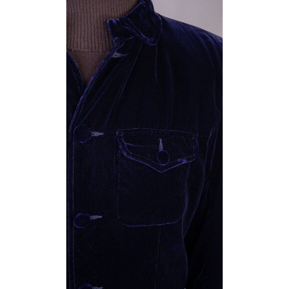 Shanghai Tang Men's Casual Shirt Jacket Coat Size 38 Blue Velvet Four Button EUC - Picture 5 of 14
